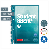 Collegeblock Premium Student Recycling | A4, Lineatur 27, 80 Blatt, blau/mehrfarbig