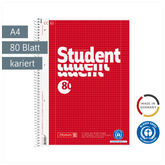 Collegeblock Student Recycling | A4, Lineatur 28, 80 Blatt, rot