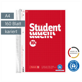 Collegeblock Student Recycling | A4, Lineatur 28, 160 Blatt, rot