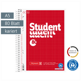Collegeblock Student Recycling | A5, Lineatur 5, 80 Blatt, rot