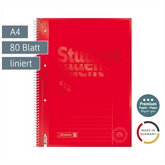 Collegeblock Premium Student Colour Code | A4, Lineatur 25, 80 Blatt, red