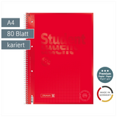Collegeblock Premium Student Colour Code | A4, Lineatur 26, 80 Blatt, red