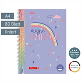 Collegeblock Premium Magic Rainbow | A4, Lineatur 27, 80 Blatt, violett/bunt