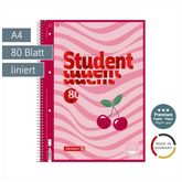 Collegeblock Premium Student Fruity Love | A4, Lineatur 27, 80 Blatt, rosa/mehrfarbig