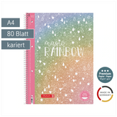 Collegeblock Premium Magic Rainbow | A4, Lineatur 28, 80 Blatt, rosarot/violett