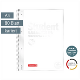 Collegeblock Premium Student „White“ | A4, Lineatur 28, 80 Blatt, weiß