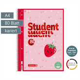 Collegeblock Premium Student Fruity Love | A4, Lineatur 28, 80 Blatt, rosa/mehrfarbig