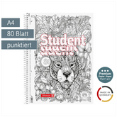 Collegeblock Premium Student „Löwe“ ZENart | A4, punktiert, 80 Blatt, weiß