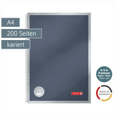 Spiralnotizbuch Premium Metallic | A4, kariert, anthrazit