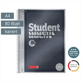 Collegeblock Premium Student | A4, kariert, 80 Blatt, anthrazit