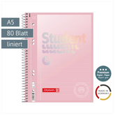 Collegeblock Premium Student „Pastell“ | A5, Lineatur 4, 80 Blatt, pastellrosa