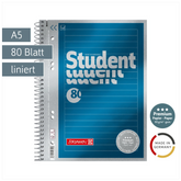 Collegeblock Premium Student | A5, liniert, 80 Blatt, blau