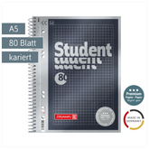 Collegeblock Premium Student | A5, kariert, 80 Blatt, anthrazit