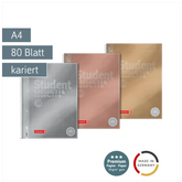Collegeblock Premium Student Metallic | A4, Lineatur 28, 80 Blatt, sortiert