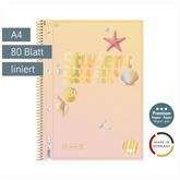 Collegeblock Premium Student Sunny Ocean | A4, Lineatur 27, 80 Blatt, mehrfarbig, pastell