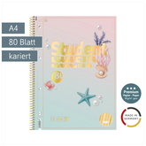 Collegeblock Premium Student Sunny Ocean | A4, Lineatur 28, 80 Blatt, mehrfarbig, pastell