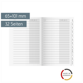 Adress-Registerheft | 65×101 mm, Karton, weiß