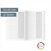 Adress-Registerheft | 70×110 mm, Karton, weiß
