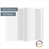 Adress-Registerheft laminierte Taben | 8,7×15,3 cm, Karton, weiß