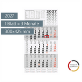 3-Monatskalender 2027 | grau, 300×560 mm