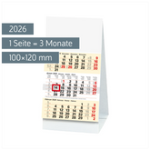 3-Monats-Tischkalender 2026 | 100×120 mm, weiß/hellgelb