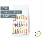 3-Monats-Tischkalender 2027 | 100×120 mm, weiß/hellgelb