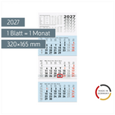 3-Monatskalender 2027 | blau, 320×740 mm