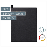 Taschenkalender Mod. 713 2027 | A7, Leder, schwarz