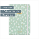 Schülerkalender 2026/2027 „Hearts“ | A5, Textil