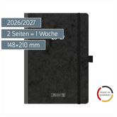 Schülerkalender 2026/2027 „Pressspan schwarz“ FACT!plus | A5, Karton