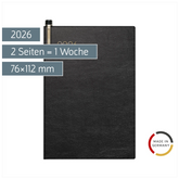 Taschenkalender Mod. 723 2026 | A7, Kunstleder, schwarz