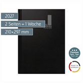 Buchkalender Premium TimeCenter Mod. 724 2027 | A4, Kunststoff, schwarz