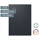 Taschenkalender Mod. 731 2026 | A6, Leder, schwarz