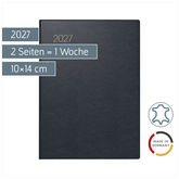 Taschenkalender Mod. 731 2027 | A6, Leder, schwarz