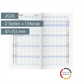 Monats-Ersatzkalendarium Mod. 750 2026 | 87×153 mm, Karton, weiß