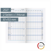 Monats-Ersatzkalendarium Mod. 750 2027 | 87×153 mm, Karton, weiß
