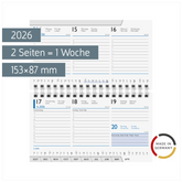 Wochen-Ersatzkalendarium Mod. 755 2026 | 153×87 mm, Karton, weiß