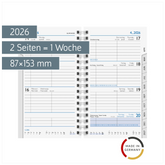 Wochen-Ersatzkalendarium Mod. 756 2026 | 87×153 mm, Karton, weiß