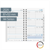 Wochen-Ersatzkalendarium Mod. 756 2026 | 87×153 mm, Karton, weiß