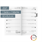 Wochen-Ersatzkalendarium Mod. 758 2027 | 8,7×15,3 cm, Karton, weiß