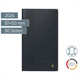 Taschenkalender Mod. 758 2026 | A6, Leder, schwarz