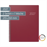 Buchkalender Mod. Manager Wt 7 weektimer 2027 | 210×260 mm, Kunststoff, weinrot