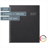 Buchkalender Mod. Manager Wt 7 weektimer 2027 | 210×260 mm, Kunststoff, schwarz