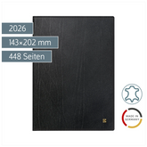 Buchkalender Mod. 765 2026 | A5, Leder, schwarz