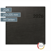 Buchkalender Mod. 766 2026 | 210×205 mm, Kunststoff, schwarz