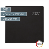 Buchkalender Mod. 766 2027 | 210×205 mm, Kunststoff, schwarz