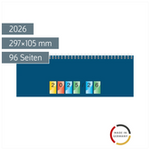 Querterminbuch DATAline Mod. 771 2026 | 297×105 mm, Karton, blau