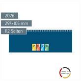 Querterminbuch DATAline Mod. 772 2026 | 297×105 mm, Karton, blau
