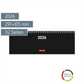 Querterminbuch Mod. 772 2026 | 297×105 mm, Karton, schwarz