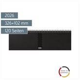Querterminbuch Mod. 774 2026 „Black Classic“ | 326×102 mm, Kunststoff